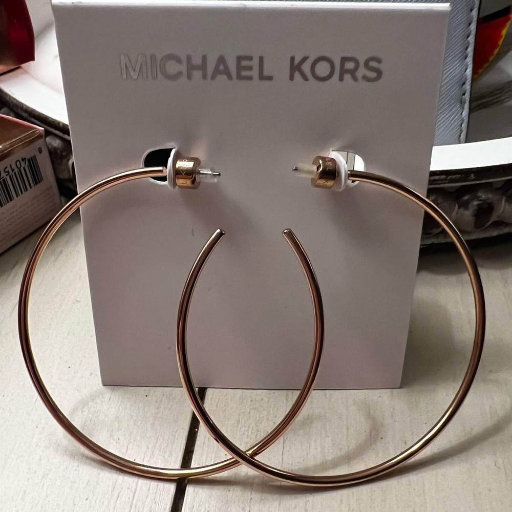 Michael Kors Earrings large rose gold hoops